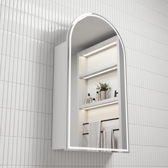 AULIC CANTERBURY ARCH LED MATTE WHITE SHAVING CABINET 500*900*150MM