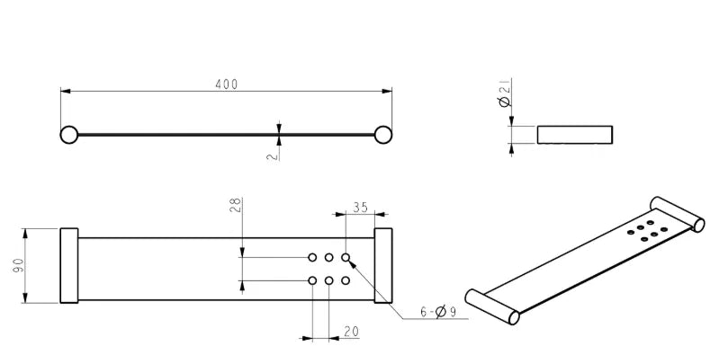 Mica Stainless Shelf - 400mm - Black