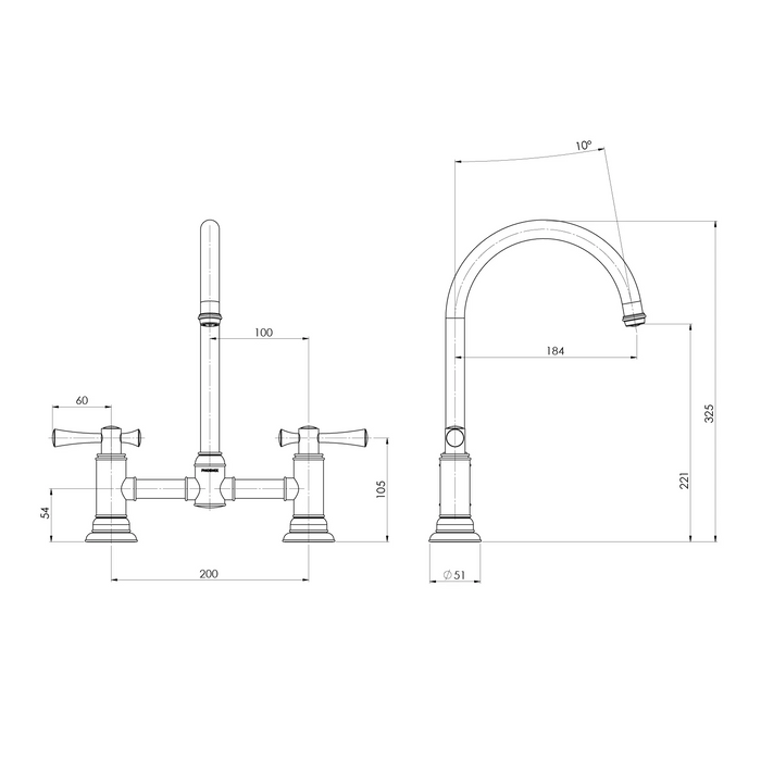 Phoenix Cromford Exposed Sink Set, Chrome