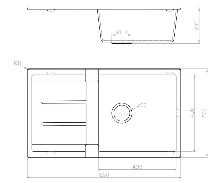 Bella Vista Fomos Sink 860 x 500mm Black