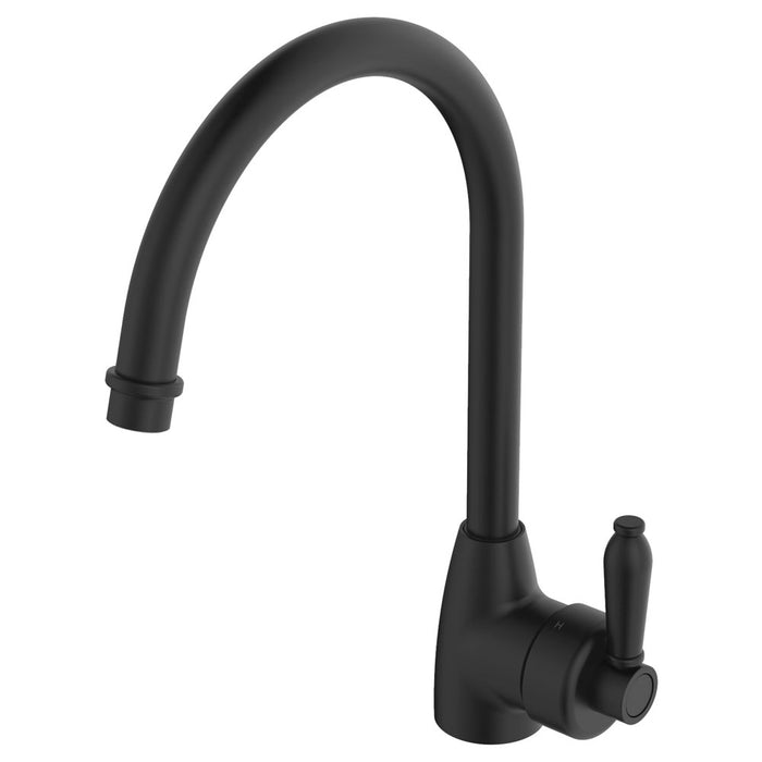 Fienza Eleanor Gooseneck Kitchen Mixer Matte Black