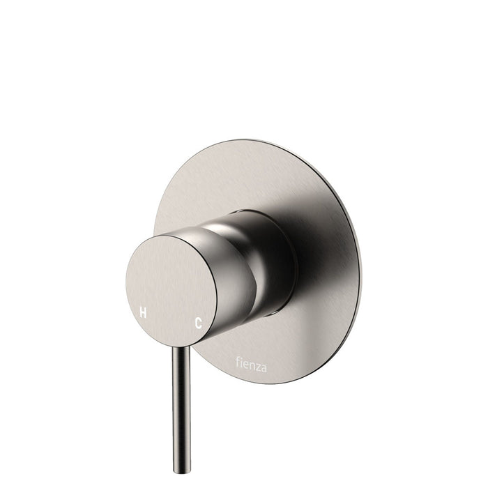 Fienza Kaya Wall Mixer Large Round Plate Brushed Nickel