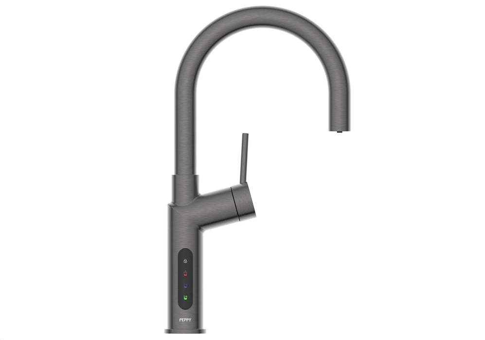Peppy Taps Signature 5in1 Touch Control Boiling Chilled Soda Kitchen Mixer - Gun Metal Grey