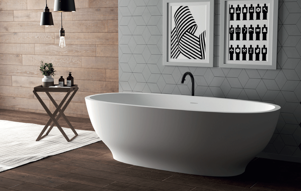 Domus Living Lemonia 1750mm Freestanding Stone Bath, Matte White