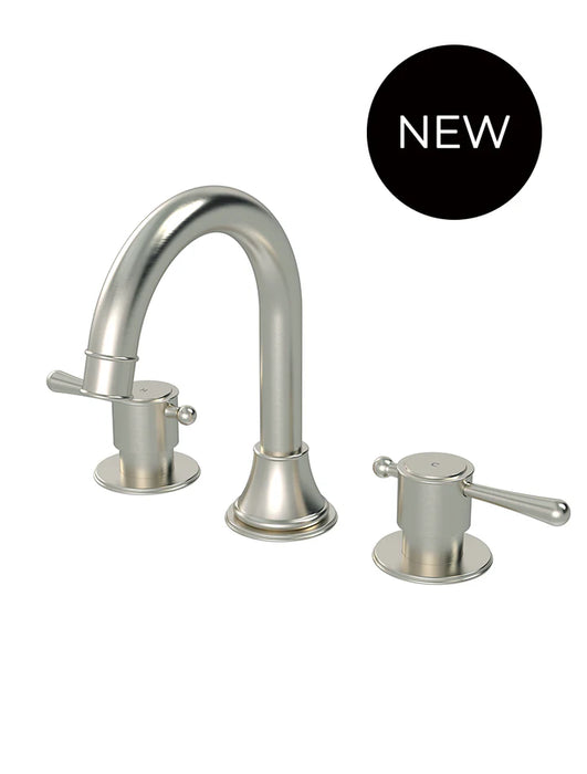 Meir Harrington Three Hole Basin Set with Lever Handle Brushed Nickel