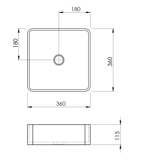 New Form Rounded Square Vessel Basin  -  Burgundy