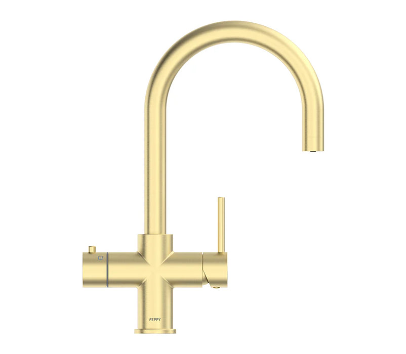Peppy Taps 4 in 1 - Boiling, Chilled Brushed Brass Gold