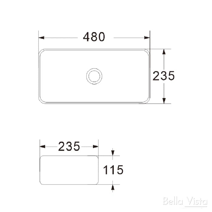 Bella Vista Riva 480 x 230mm Black