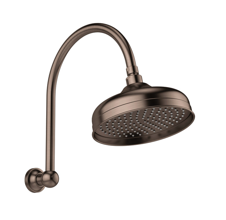 Phoenix Cromford High-Rise Shower Arm & Rose 210mm Brushed Bronze