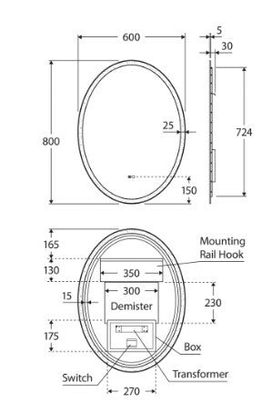 ANTONIA Oval LED Mirror 600x800mm