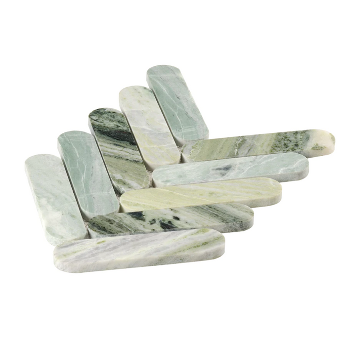Connect Herringbone Olive Green Honed Mosaic 180x335x7mm [Sheet]