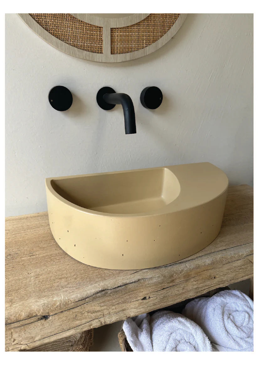New Form Half Moon Powder Room Vessel Basin - Fossil — Yeomans