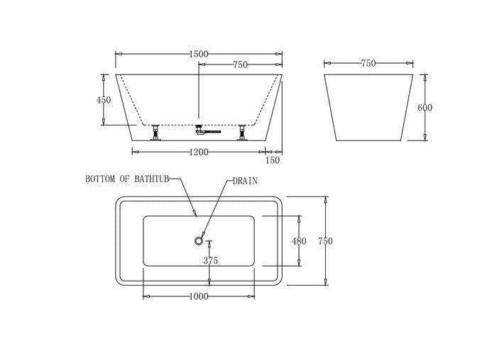 Best BM Turin 1500 Freestanding Bath - White