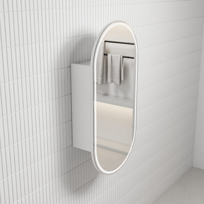 AULIC BEAU MONDE OBLONG LED MATTE WHITE SHAVING CABINET 450*900*150MM