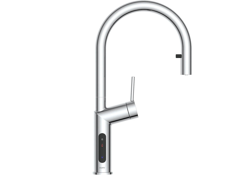Peppy Taps Signature 4in1 Pullout Touch Control Boiling Chilled Kitchen Mixer - Chrome