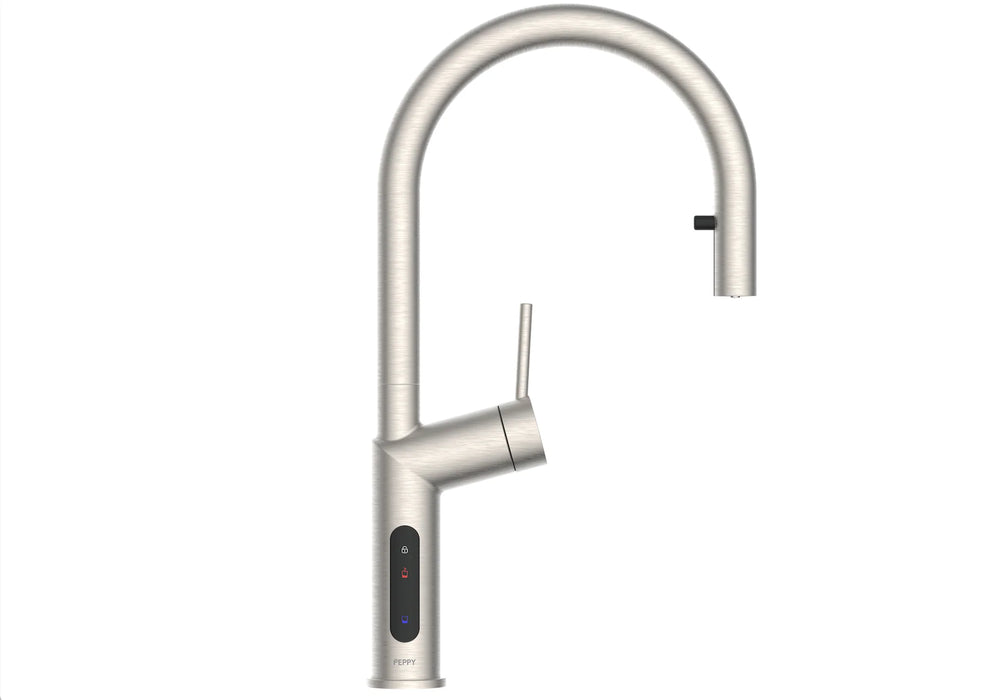 Peppy Taps Signature 4in1 Pullout Touch Control Boiling Chilled Kitchen Mixer - Brushed Nickel