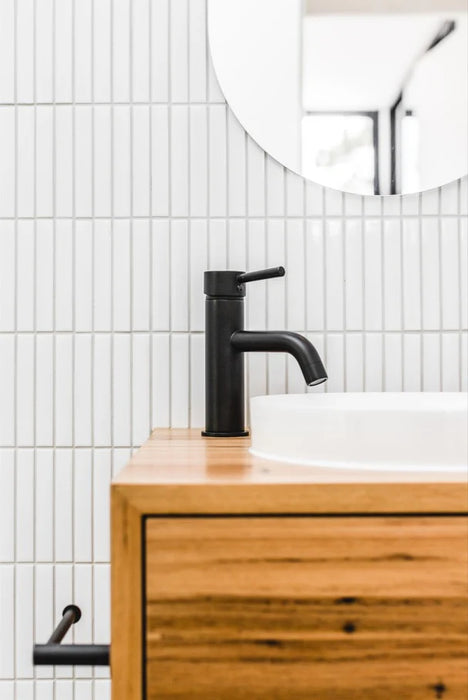 Meir Round Basin Mixer Curved, Matte Black