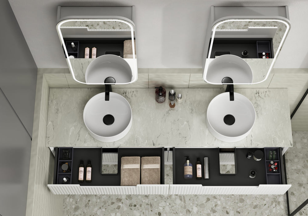 AULIC VIENNA LED MATTE WHITE SHAVING CABINET 450*900*150MM