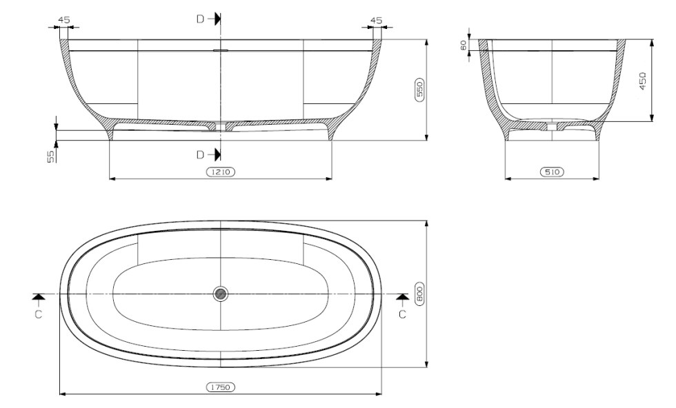 [CLEARANCE]Bold 1750 Freestanding Stone Bath - Matte White