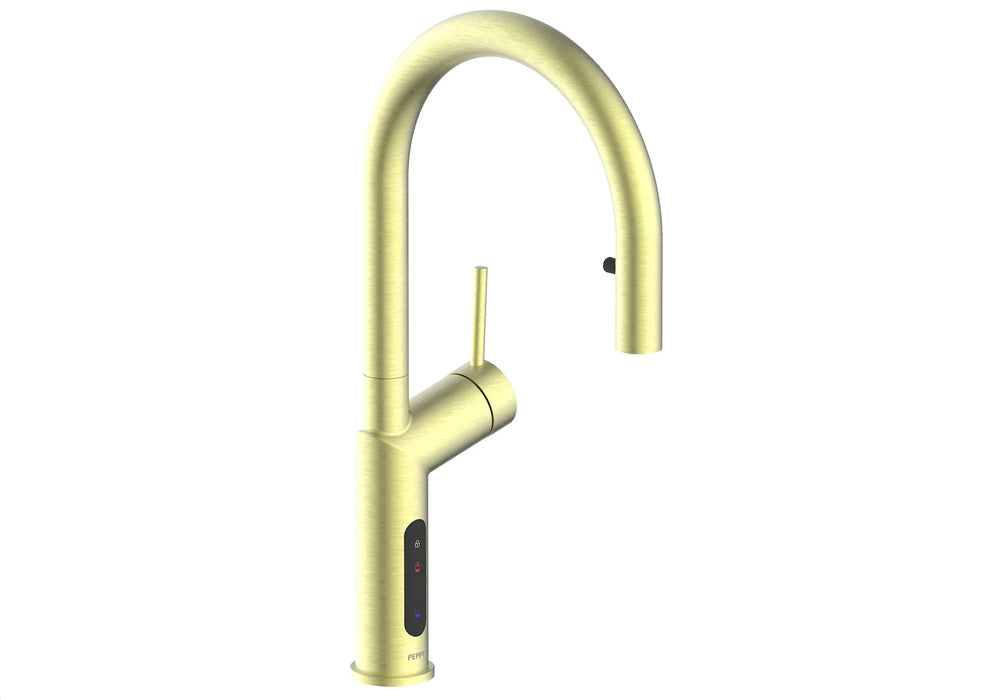 Peppy Taps Signature 4in1 Pullout Touch Control Boiling Chilled Kitchen Mixer - Brushed Brass Gold