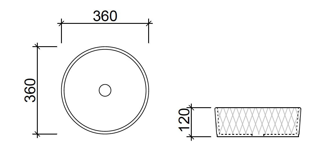 Diamond Basin 360mm White Gloss