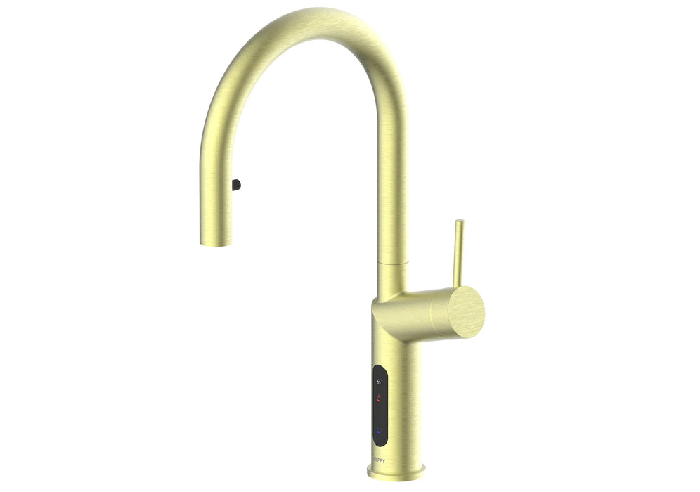 Peppy Taps Signature 4in1 Pullout Touch Control Boiling Chilled Kitchen Mixer - Brushed Brass Gold