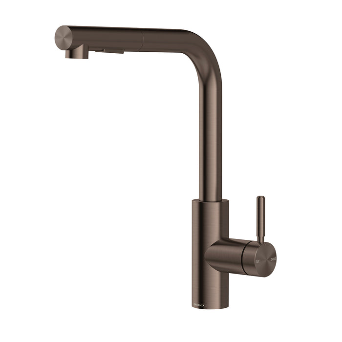 Phoenix Vivid MKII Pull Out Sink Mixer 230mm L Shaped Brushed Bronze