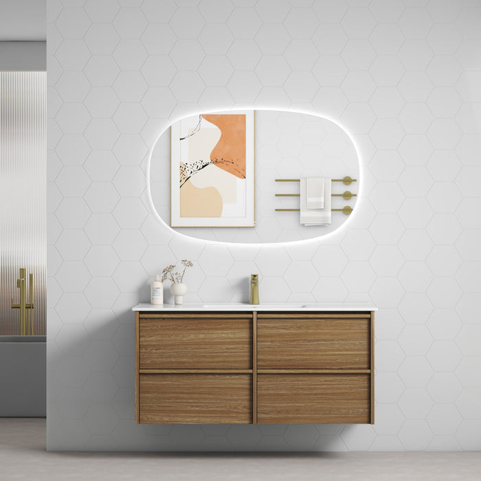 Aulic Venetta Framed Wall Hung 1200mm Walnut Cabinet 1200x460 - Pure Stone Top