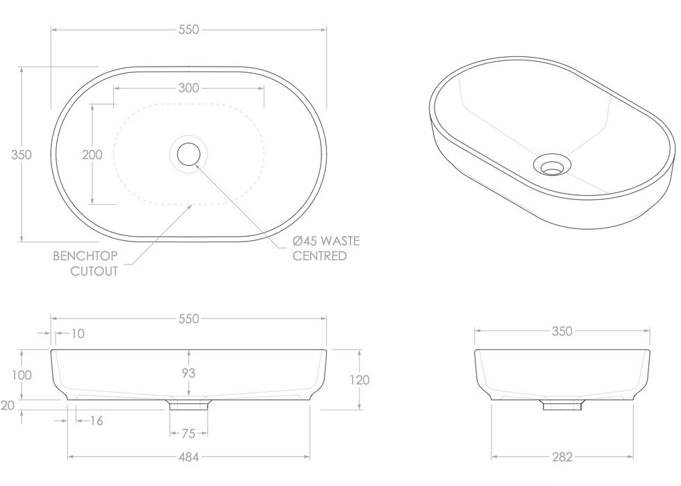 Marilyn Above Counter Basin Matte White
