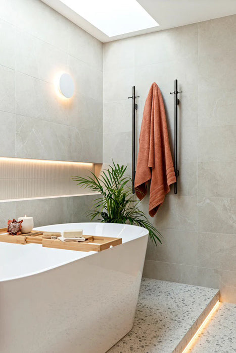 Meir Heated Vertical Towel Rail, Shadow