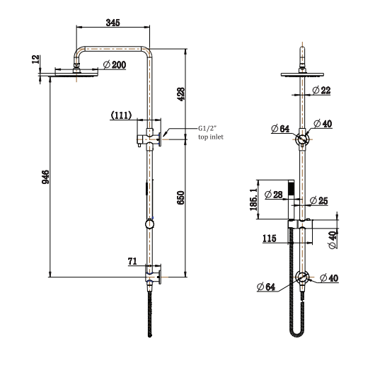 Adp Bloom Shower Set, Brushed Brass