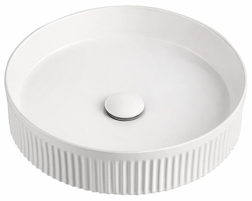 Adp Round Fluted Above Counter Basin, Gloss White