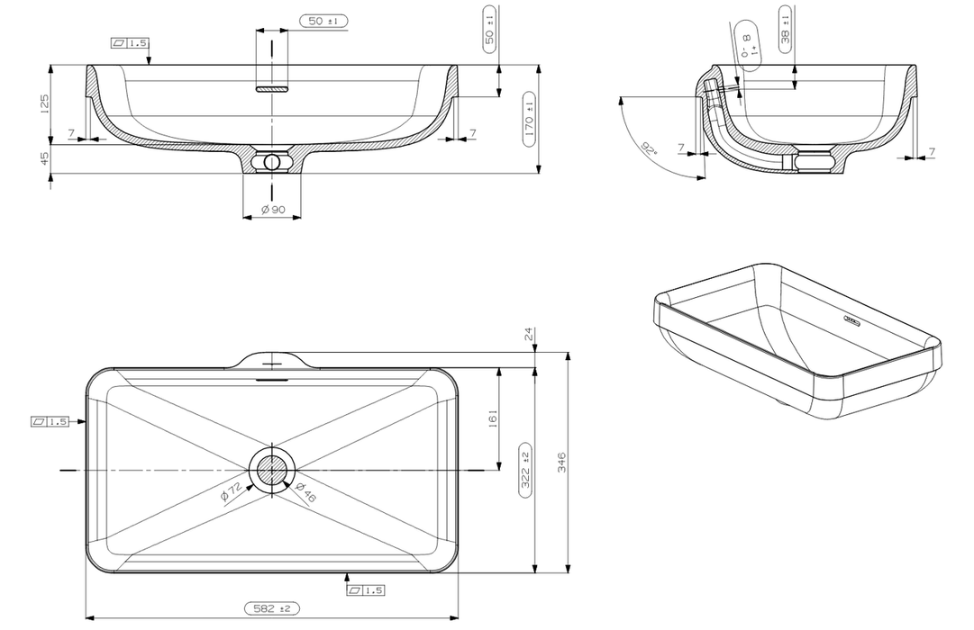 Adp Zeya Semi-Inset Basin, Gloss White