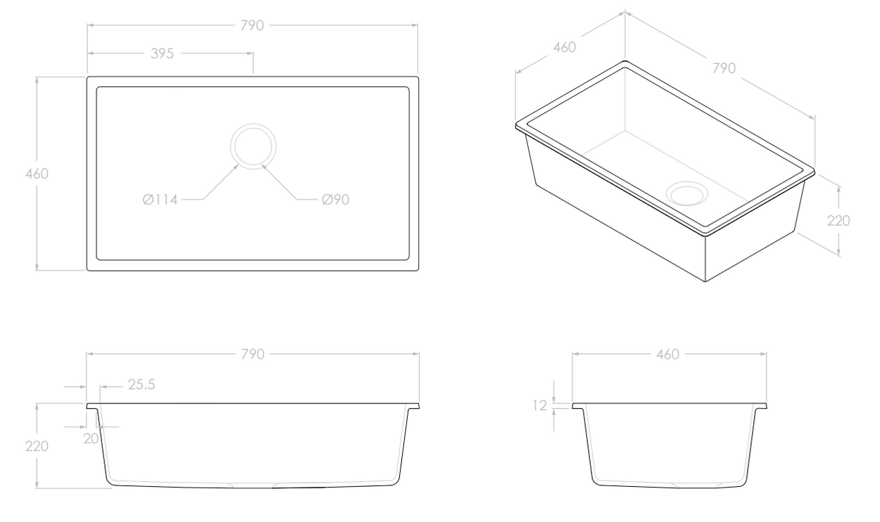 Big Rectangular Sink Adp Bellevue Large Rectangular Sink, Matte Black — Yeomans