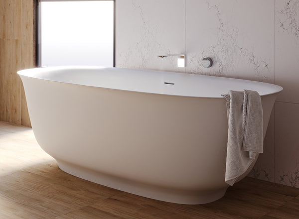 Domus Living Caria 1700mm Freestanding Stone Bath, Matte White