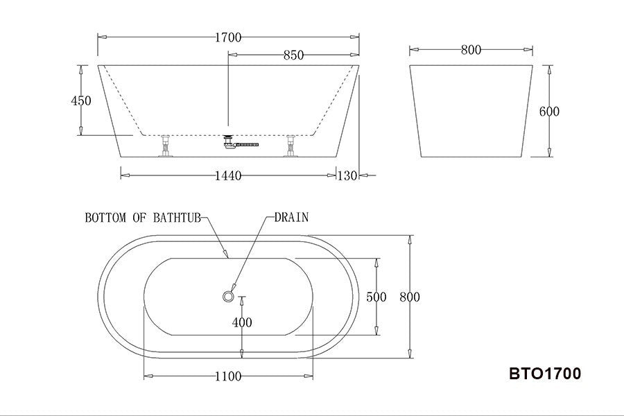 Best BM Oslo 1700 Freestanding Bathtub - Black