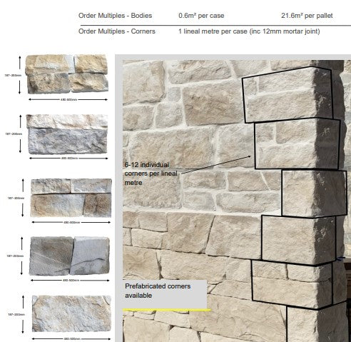 Veneer Stone Dry Stack Collection Slate Corners [1 Linear Metre per Box]