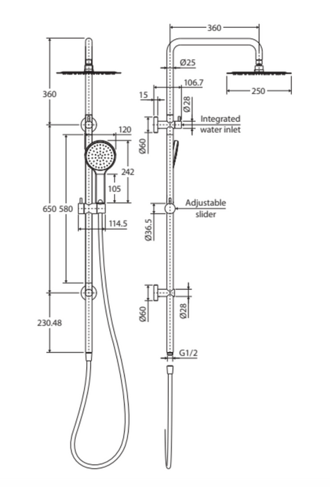 KAYA Twin Rail Shower Chrome
