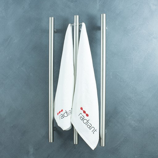 Radiant Heating Vertical Single Heated Towel Bar 40mm X 950mm, Brushed Satin