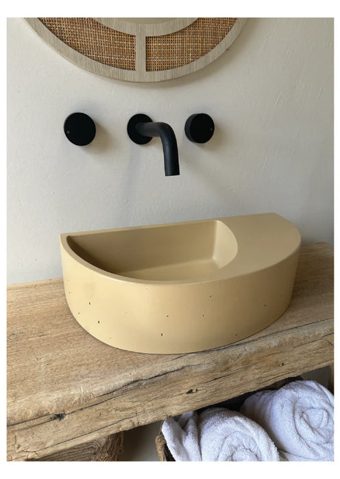 New Form Half Moon Powder Room Vessel Basin  - Ocean
