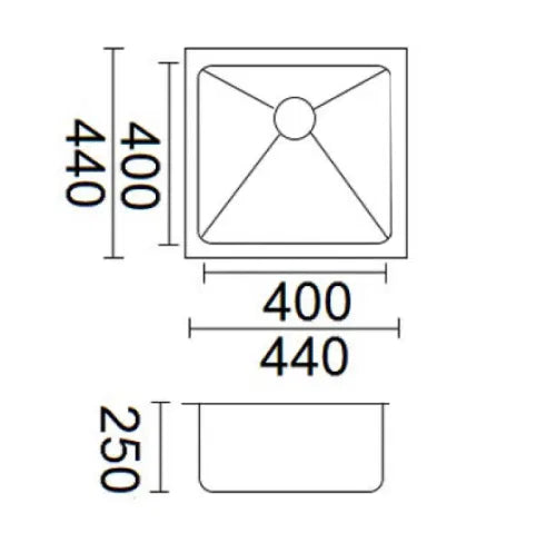 Luminare Sink 440 x 440mm Stainless Steel