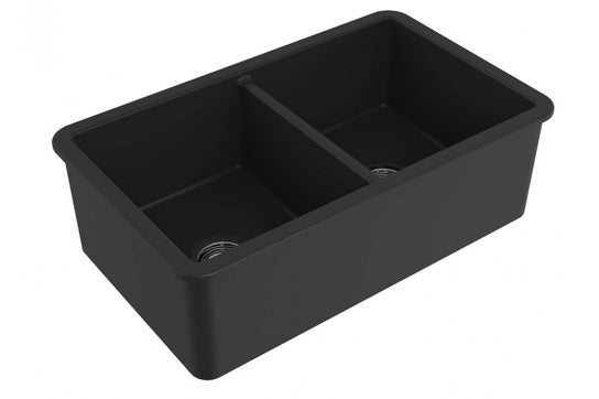 Turner Hastings Cuisine 85 x 46 Inset / Undermount Fine Fireclay Sink, Matte Black