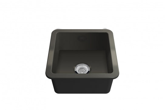 Turner Hastings Cuisine 46x46 Inset / Undermount Fireclay Sink with Overflow, Matte Black