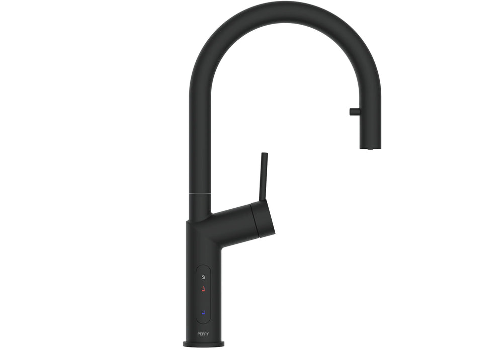 Peppy Taps Signature 4in1 Pullout Touch Control Boiling Chilled Kitchen Mixer - Matte Black