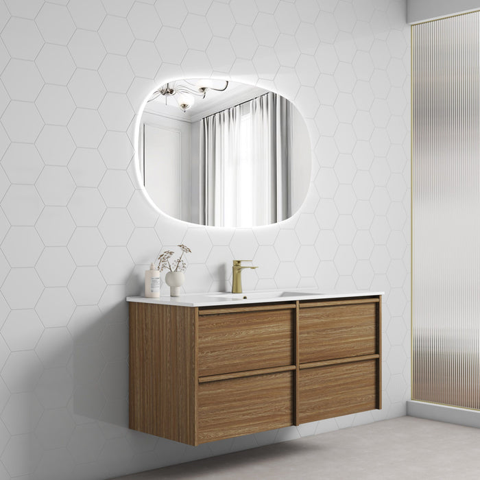 Aulic Venetta Framed Wall Hung 1200mm Walnut Cabinet 1200x460 - Pure Stone Top
