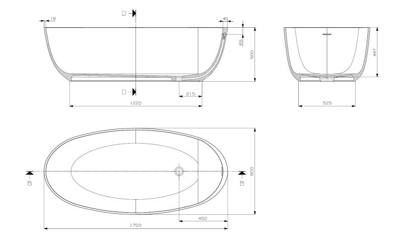 Domus Living Diana 170 Freestanding Stone Bath Custom colour