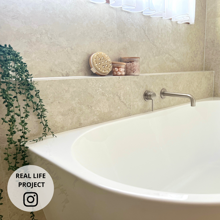 600x600 Travertine Stone Ivory Soft Lappato Stone Look Porcelain Tile [1.44m2]