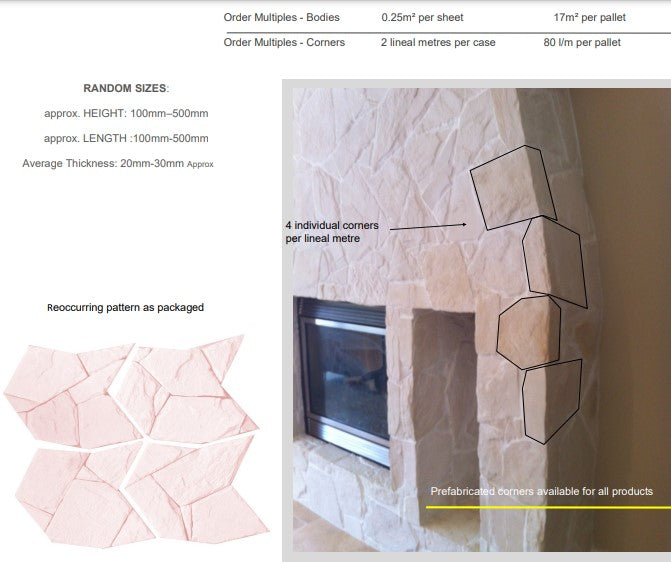 Veneer Stone Arctic Collection Limestone Corners [2 Linear Metres per Box]