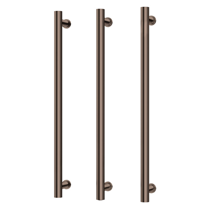 Phoenix Heated Triple Towel Rail Round 800mm, Brushed Bronze