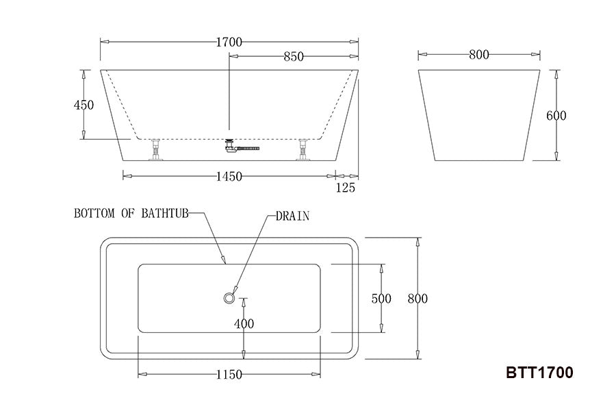 Best BM Turin 1700 Freestanding Bathtub - White